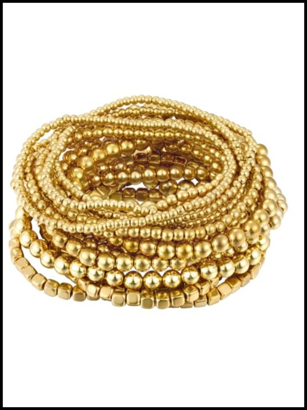 16 PCS Gold Plated Beaded Stackable Bracelet Set Stretch Jewelry Gift
